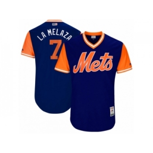 Men's 2017 Little League World Series Mets Jose Reyes #7 La Melaza Royal Jersey