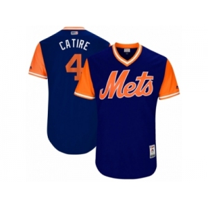 Men's 2017 Little League World Series Mets Wilmer Flores #4 Catire Royal Jersey