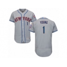 Men's Majestic New York Mets #1 Chris Young Grey Flexbase Authentic Collection MLB Jersey