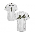 Men's Majestic New York Mets #1 Mookie Wilson Authentic White 2016 Memorial Day Fashion Flex Base MLB Jersey