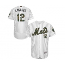 Men's Majestic New York Mets #12 Juan Lagares Authentic White 2016 Memorial Day Fashion Flex Base MLB Jersey