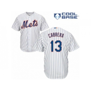 Men's Majestic New York Mets #13 Asdrubal Cabrera Authentic White Home Cool Base MLB Jersey