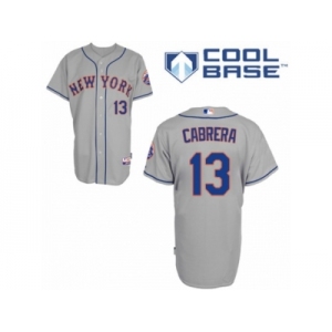 Men's Majestic New York Mets #13 Asdrubal Cabrera Replica Grey Road Cool Base MLB Jersey