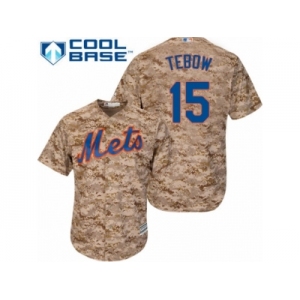 Men's Majestic New York Mets #15 Tim Tebow Authentic Camo Alternate Cool Base MLB Jersey