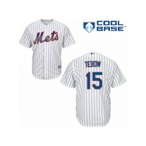 Men's Majestic New York Mets #15 Tim Tebow Replica White Home Cool Base MLB Jersey