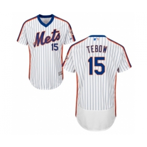 Men's Majestic New York Mets #15 Tim Tebow White Royal Flexbase Authentic Collection MLB Jersey