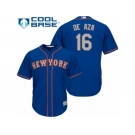 Men's Majestic New York Mets #16 Alejandro De Aza Authentic Royal Blue Alternate Road Cool Base MLB Jersey