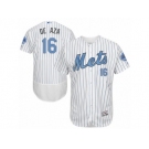 Men's Majestic New York Mets #16 Alejandro De Aza Authentic White 2016 Father's Day Fashion Flex Base MLB Jersey