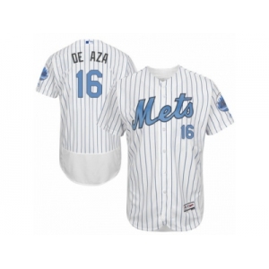 Men's Majestic New York Mets #16 Alejandro De Aza Authentic White 2016 Father's Day Fashion Flex Base MLB Jersey