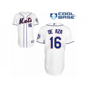 Men's Majestic New York Mets #16 Alejandro De Aza Authentic White Alternate Cool Base MLB Jersey