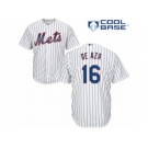 Men's Majestic New York Mets #16 Alejandro De Aza Authentic White Home Cool Base MLB Jersey