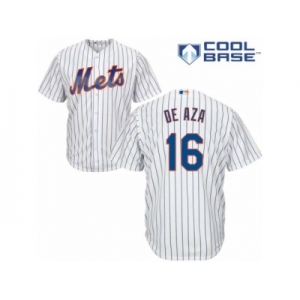 Men's Majestic New York Mets #16 Alejandro De Aza Authentic White Home Cool Base MLB Jersey