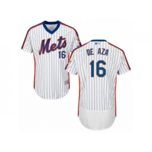 Men's Majestic New York Mets #16 Alejandro De Aza White Royal Flexbase Authentic Collection MLB Jersey