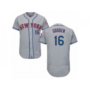 Men's Majestic New York Mets #16 Dwight Gooden Grey Flexbase Authentic Collection MLB Jersey