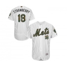 Men's Majestic New York Mets #18 Darryl Strawberry Authentic White 2016 Memorial Day Fashion Flex Base MLB Jersey