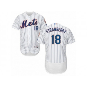 Men's Majestic New York Mets #18 Darryl Strawberry White Flexbase Authentic Collection MLB Jersey