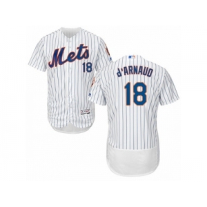 Men's Majestic New York Mets #18 Travis d'Arnaud White Flexbase Authentic Collection MLB Jersey