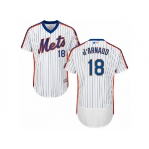 Men's Majestic New York Mets #18 Travis d'Arnaud White Royal Flexbase Authentic Collection MLB Jersey