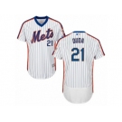 Men's Majestic New York Mets #21 Lucas Duda White Royal Flexbase Authentic Collection MLB Jersey