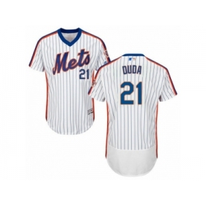 Men's Majestic New York Mets #21 Lucas Duda White Royal Flexbase Authentic Collection MLB Jersey