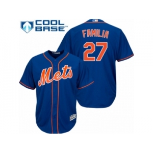 Men's Majestic New York Mets #27 Jeurys Familia Authentic Royal Blue Alternate Home Cool Base MLB Jersey