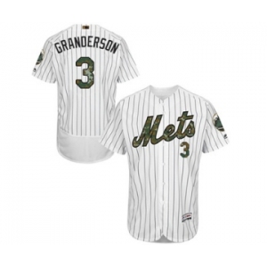 Men's Majestic New York Mets #3 Curtis Granderson Authentic White 2016 Memorial Day Fashion Flex Base MLB Jersey