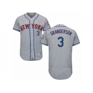 Men's Majestic New York Mets #3 Curtis Granderson Grey Flexbase Authentic Collection MLB Jersey