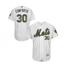 Men's Majestic New York Mets #30 Michael Conforto Authentic White 2016 Memorial Day Fashion Flex Base MLB Jersey