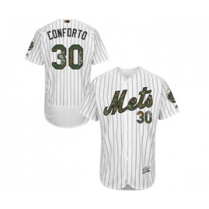 Men's Majestic New York Mets #30 Michael Conforto Authentic White 2016 Memorial Day Fashion Flex Base MLB Jersey