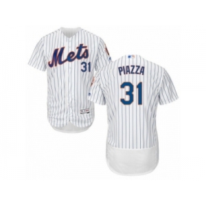 Men's Majestic New York Mets #31 Mike Piazza White Flexbase Authentic Collection MLB Jersey