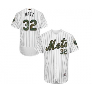 Men's Majestic New York Mets #32 Steven Matz Authentic White 2016 Memorial Day Fashion Flex Base MLB Jersey