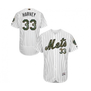 Men's Majestic New York Mets #33 Matt Harvey Authentic White 2016 Memorial Day Fashion Flex Base MLB Jersey