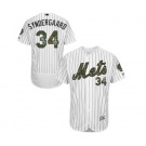 Men's Majestic New York Mets #34 Noah Syndergaard Authentic White 2016 Memorial Day Fashion Flex Base MLB Jersey