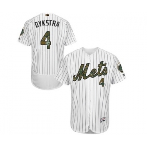 Men's Majestic New York Mets #4 Lenny Dykstra Authentic White 2016 Memorial Day Fashion Flex Base MLB Jersey