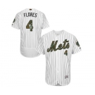 Men's Majestic New York Mets #4 Wilmer Flores Authentic White 2016 Memorial Day Fashion Flex Base MLB Jersey