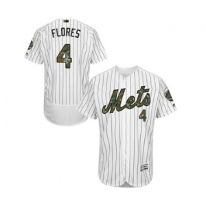 Men's Majestic New York Mets #4 Wilmer Flores Authentic White 2016 Memorial Day Fashion Flex Base MLB Jersey