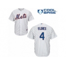 Men's Majestic New York Mets #4 Wilmer Flores Authentic White Home Cool Base MLB Jersey