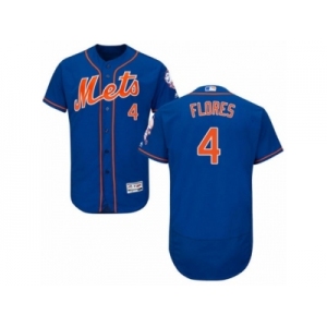 Men's Majestic New York Mets #4 Wilmer Flores Royal Blue Flexbase Authentic Collection MLB Jersey