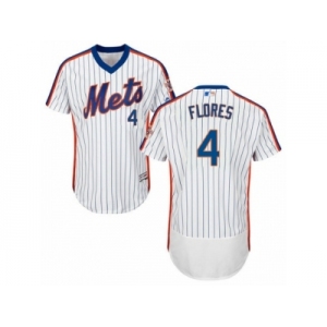 Men's Majestic New York Mets #4 Wilmer Flores White Royal Flexbase Authentic Collection MLB Jersey