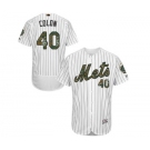 Men's Majestic New York Mets #40 Bartolo Colon Authentic White 2016 Memorial Day Fashion Flex Base MLB Jersey