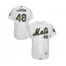 Men's Majestic New York Mets #48 Jacob deGrom Authentic White 2016 Memorial Day Fashion Flex Base MLB Jersey