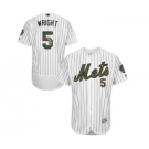 Men's Majestic New York Mets #5 David Wright Authentic White 2016 Memorial Day Fashion Flex Base MLB Jersey