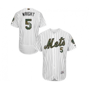 Men's Majestic New York Mets #5 David Wright Authentic White 2016 Memorial Day Fashion Flex Base MLB Jersey