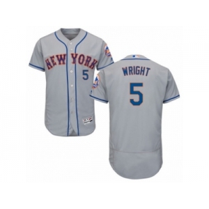 Men's Majestic New York Mets #5 David Wright Grey Flexbase Authentic Collection MLB Jersey