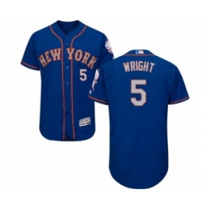 Men's Majestic New York Mets #5 David Wright Royal Gray Flexbase Authentic Collection MLB Jersey