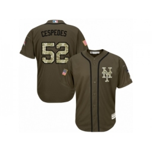 Men's Majestic New York Mets #52 Yoenis Cespedes Replica Green Salute to Service MLB Jersey