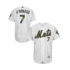 Men's Majestic New York Mets #7 Travis d'Arnaud Authentic White 2016 Memorial Day Fashion Flex Base MLB Jersey