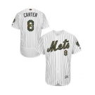 Men's Majestic New York Mets #8 Gary Carter Authentic White 2016 Memorial Day Fashion Flex Base MLB Jersey