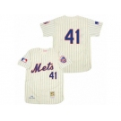 Men's Mitchell and Ness 1969 New York Mets #41 Tom Seaver Authentic Cream Throwback MLB Jersey