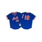 Men's Mitchell and Ness 1986 New York Mets #18 Darryl Strawberry Replica Royal Blue Throwback MLB Jersey